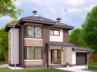 Двухэтажный дом с гаражом, пятью спальнями и террасой.